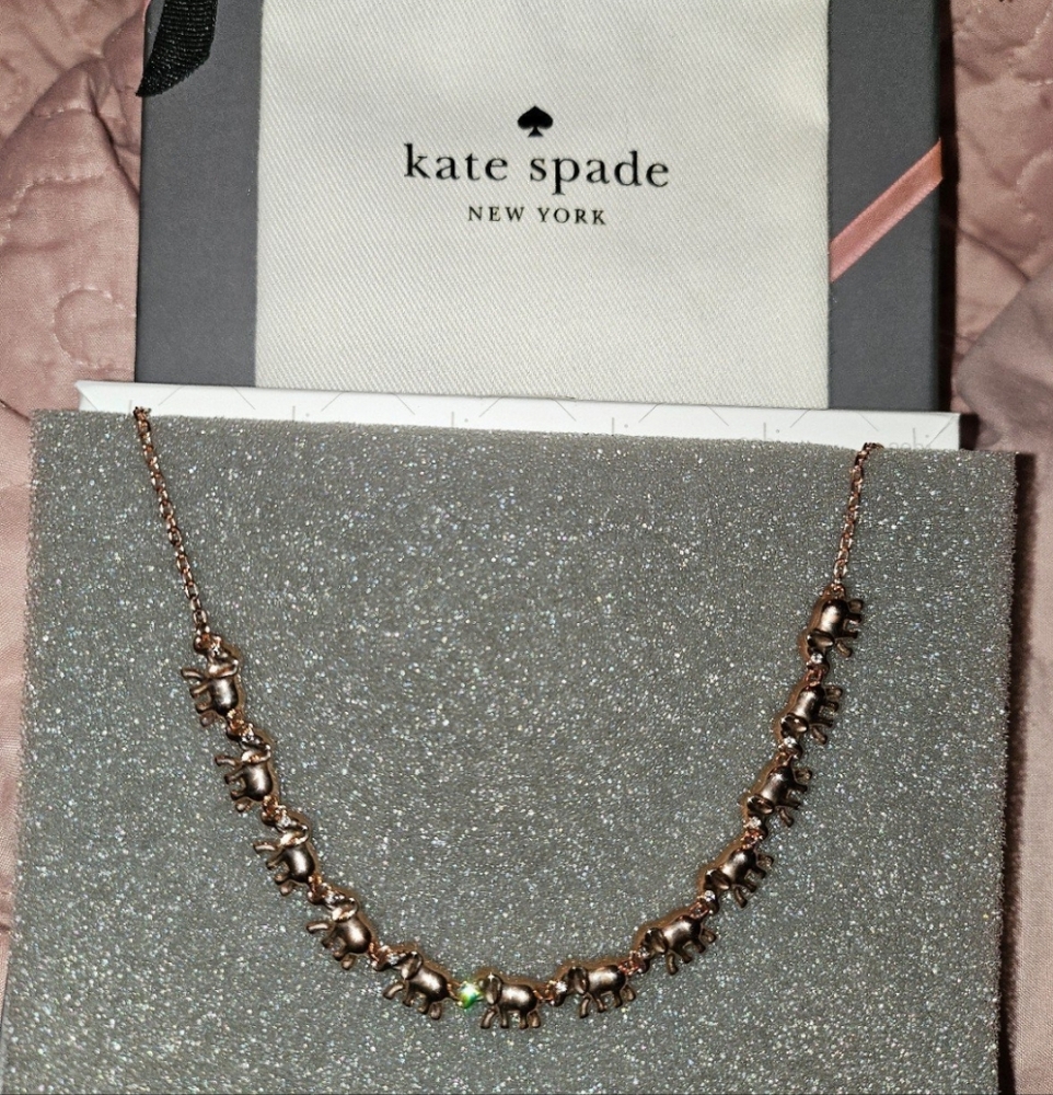 ♠️ Kate Spade New York - Gold Row of Elegant Elephants Necklace